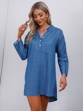Front buttons  long sleeves denim dress Sai Feel